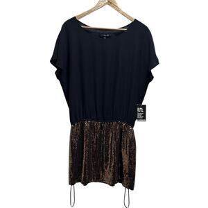 Express Gold Blk Sequin Cocktail Mini Dress M Lined Cocktail Evening Formal NWT